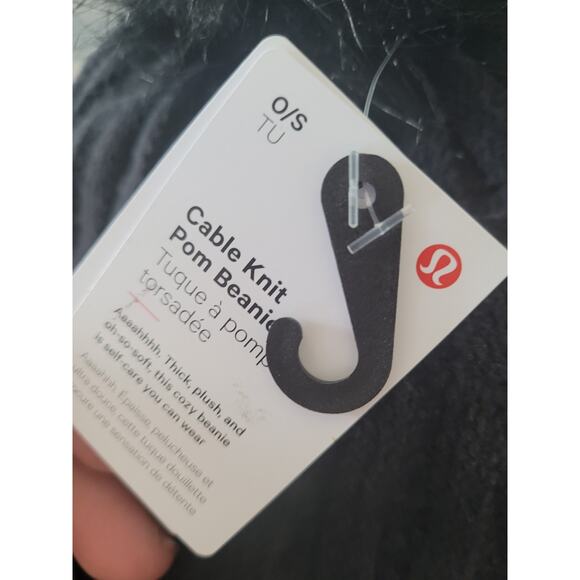Lululemon Women's Black Cable‎ Knit Pom Beanie #4 - Picture 2 of 2